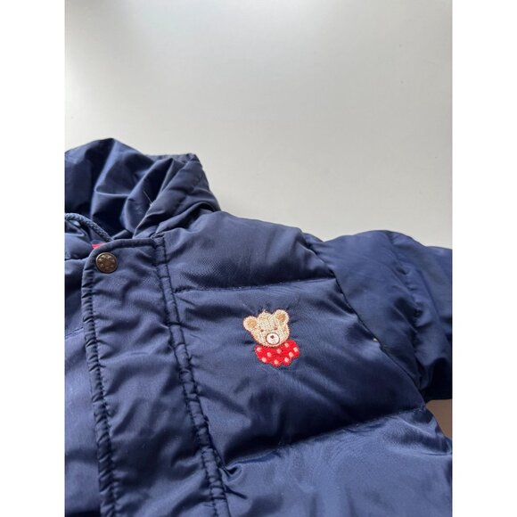 Baby JACADI Navy Funny Bear Embroidered Nylon Down Filled Snowsuit, Size 18M - Picture 3 of 12